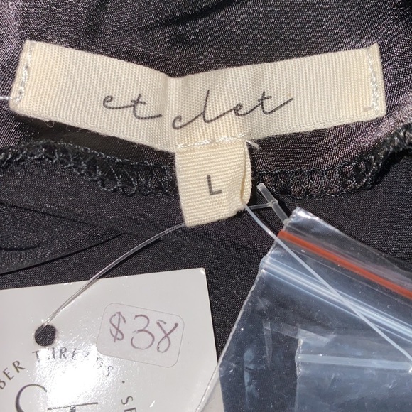 Et Clet black top with faux rhinestone straps size L NWT - Picture 7 of 8